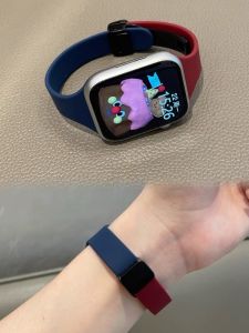 Ultra Thin Silicone Magnetic Foldover Clasp Bracelet for  Watch 7/8/6/5/SE2 Small Waist Fine Band Smartwatch Band