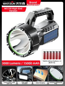 WARSUN | High Brightness Long Range Extended Runtime Solar Handheld Flashlight