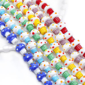 ลูกปัดไอศกรีมน่ารักเค้กสายคล้องแว่นตาลูกปัดแก้วแลมป์เวิร์คหลากสี1ชิ้นสำหรับสร้อยข้อมือทำมือสร้อยคอพวงกุญแจเครื่องประดับทำเครื่องเพชร DIY