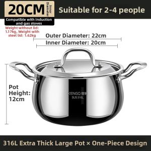 RONGCHUAN | Domestic Induction Compatible Steel Pot dome-shaped 316L
