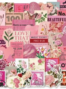 Miếng Dán Chống Thấm Nước Phong Cách Hàn Quốc Tươi Mới 100 Miếng Màu Hồng Cổ Điển Cho Điện Thoại Di Động Và Sổ Tay Trang Trí