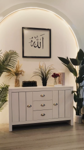 (Free Shipping) FINSSO Arlo Display Cabinet 2 Pintu 3 Laci | Elegant Chest Drawer Wooden Storage Sideboard 4ft | Storage Cabinet | White Cabinet | Black Cabinet