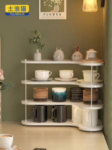 ชั้นวางแก้วน้ำแบบปรับได้ ชั้นวางของที่มุมโต๊ะ ชั้นวางของสำหรับเครื่องดื่มกาแฟ ชั้นวางของสำหรับจัดระเบียบแก้วน้ำเซรามิก