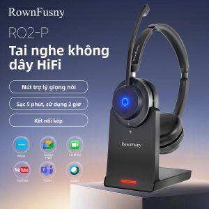 Tai Nghe Bluetooth Không Dây Rownfusny R02 Có Mic Bộ Thu USB Kiểu Chụp Tai Khử Tiếng Ồn Dành Cho Làm Việc Tại Tổng Đài