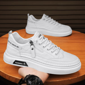 Fall Mens Work Shoes 2025 New Versatile Trendy Casual Leather Shoes Sports Easy Wear White Board Shoes for Youth Outdoor