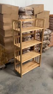 Kệ sách 4 tầng ngang 64 cm kệ gỗ cao su đa năng hàng lắp ráp Ori House