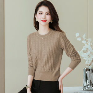 เสื้อสเวตเตอร์ถักแขนยาวคอตั้งสั้นสำหรับผู้หญิง ฤดูใบไม้ร่วง/ฤดูหนาว สไตล์ย้อนยุค เสื้อชั้นในทรงเข้ารูป ผ้าขนสัตว์ ปกติ