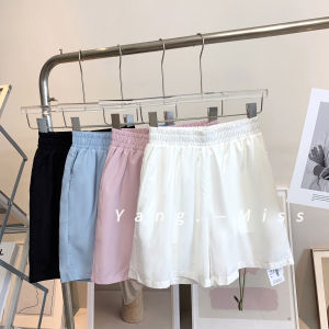 Womens Summer Short Pants Comfortable Yoga Loose Straight Leg Running Pants High Waist Wide Leg Thin Polyester Spandex Blend