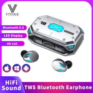 VTUOGE หูฟังไร้สายบลูทูธหูฟังสำหรับเล่นเกม5.3เวลาแฝงต่ำแบบสัมผัสจอแสดงผลดิจิตอล IPX6หูฟังตัดเสียงรบกวนหูฟังกันน้ำพร้อมไมโครโฟน Vtugo Vtuoge Bluetooth - Lazada