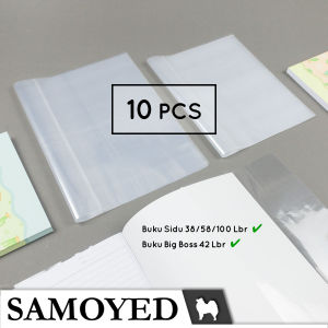 Sampul Buku Tulis Plastik Transparan / Bening / Plastic Transparent / Clear Slip On Book Covers Samoyed BKCV-PS 10 Sheets Uk. Sidu / Quarto / Kuarto / Kwarto / Big Boss / Boxy