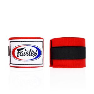 Fairtex Handwraps Red 120 inches - 3 meters - Semi-Elastic Boxing, Muay Thai, MMA Wraps with Custom Fit - Complete with Thumb Loop and Hook-and-Loop Closure - Made in Thailand