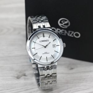 Jam Tangan Lorenzo 1071M Tanggal Aktif Tali Stainless Analog Original Pria