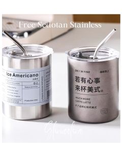 Tumbler Coffee Cup stainless steel termos cup free sedotan cangkir kopi botol minum mug