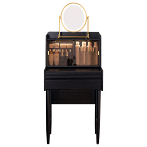 SHANGZHE | American Black Solid Wood High-end Vanity Table With Concealable Mirror