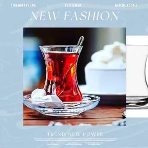 《308》ถ้วยชาแดงตุรกีพร้อมจานจานขนมหวานพุดดิ้งกาแฟสกัดถ้วยเล็กถ้วยแก้วทิวลิปพิเศษไร้สารตะกั่ว