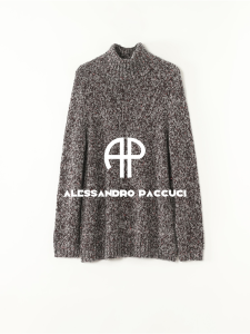 Sparkling Beaded High-neck Cashmere Wool Sweater