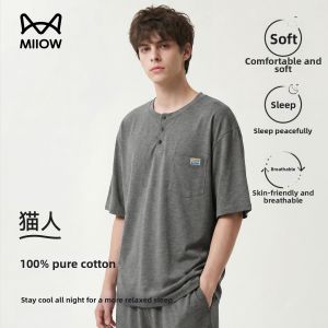 MiiOW | Breathable Pure Cotton Mens Pajamas Shortsleeve