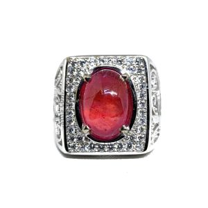 Natural Batu Permata Red Ruby Blood Ring Alphaka Microsetting RRB01
