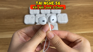 Tai nghe Dây S6 cổng 3.5 - nghe nhạc  chơi game  đám thoại - không sợ rơi hay làm mất - Bảo hành lỗi 1 đổi 1