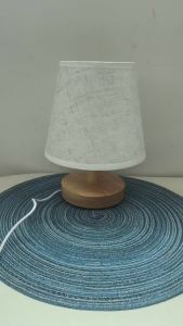 1PC Minimalist Wooden Table Lamp with Linen Shade Simple Round Base Bedside Lamp for Bedroom Living Room