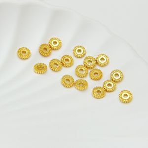 Handmade DIY Gold Plated Gear Spacer Beads Bracelet Accessories round Separator Pendants Fashion Jewelry Components Fanlun Brand