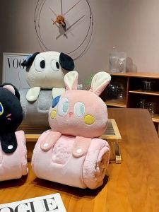 [SG READY STOCK]Pillow blanket super soft cool travel office home air conditioning blanket big eye animal three-dimensional coral fleece