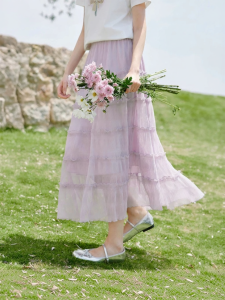 XIANGYING | A-line Pleated Skinny Long Skirt
