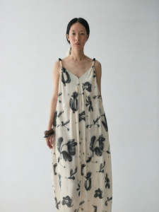 INSIS FEMME | Print Linen-cotton Summer Windflower Wrapped Straps Dress