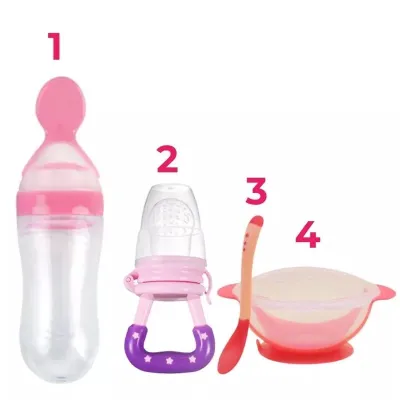 NEWBORN Baby Feeding Set BPA Free Complete meal set Utensils Bib Pacifier Spoon Bottle bowl set 209.00 5Pcs Baby Feeding Set Baby Toddler Sucker Bowl Set + Baby Thermal Spoon + Baby Essentials Suction Bottle Spoon Food Grinding