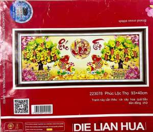 Tranh thêu Phúc lộc thọ 223078 kích thước 93 x 40 cm