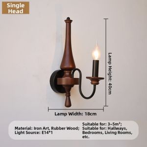 OUCHAO | Retro Style Wall Sconce Solid Wood Candle Light