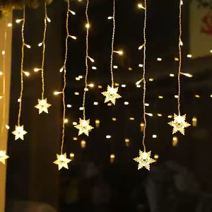 Christmas lights 4M Snowflake Curtain Light With 8Modes 2 color LED Fairy lights Outdoor Home decor Christmas decoration