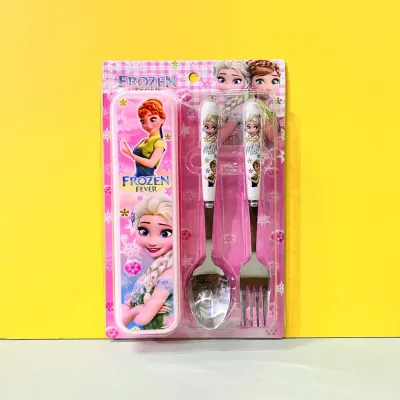 Kids Spiderman Cutlery Set Fork Spoon Portable Storage