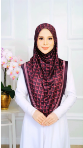 ⭐ Hijab Instant Sarung Printed Korean Mosscrepe Shining Effect Ironless Tudung Sarung Soft Awning