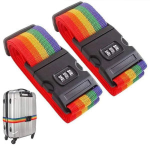 1.8M Tali Sabuk Koper Kunci Kombinasi Travel Rainbow Luggage Strap Belt With Lock Tali Pengaman Koper Pengikat Silang Koper