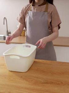 Kitchen washing basket double-layer thickened household drain basin new multifunctional plastic fruit storage basket rice washing basket