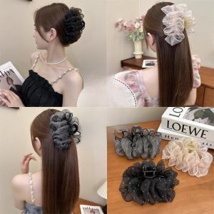Cloud Bubble Hair Claw Womens New 2024 Net Shark Hair Clip Elegant Back of Head High-End Feeling Fluffy Headwear Accessories