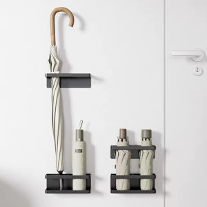 Wall Mounted Umbrella Carbon Steel Stand Holder Adjustable Height Umbrella Storage Shelf Hanger Organizer for Office Home