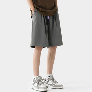 Ice Silk Mens Shorts Summer Trendy Brand Casual Sports Thin Hanging Sensation West Pants with Waist Belt mid Waist Length