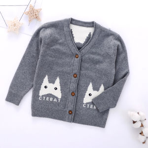 Thickened Pure Cotton Knitted Sweater for Baby Boys And Girls Autumn Winter Clothes V-neck Single-button Closure Warm Outerwear