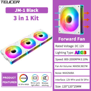 TEUCER | TEUCER JM-1 PC Cooling Fan ARGB Mirror Cycle Light Effect 800-2000RPM PWM Water Cooling 360mm Cooler Fan