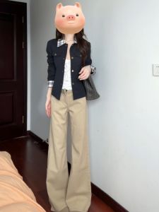 Quần Jeans Ống Thẳng Màu Kaki Cạp Thấp Cho Nữ Quần Ống Loe Ôm Dáng Thu Đông Quần Jeans Denim Cao Cấp Dài Dài Thường Ngày