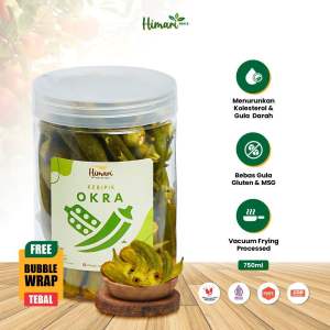 Himari Keripik Sayur Okra Hijau Kering Cemilan Sehat Halal Kemasan Jar 750ml - 1300ml