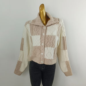 Fall and Winter Thick Sweater Outwear Womens 2024 Short Loose Easiest for Match Knitting Cardigan Lapel Outer Long-Sleeves Tops