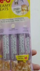 Makanan Kucing - Meo Creamy Treats Kitten Tuna WIth Goat Milk 4x15gr