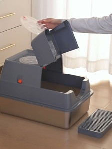 Besar Kucing Tandas Kotak Sampah Keluli Tahan Karat Tebal Big Huge Large Cat Litter Box Stainless Steel Toilet