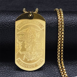 Archangel Saint Michael Medal Necklace for Women Men Stainless Steel Chain Protection Gift Jewelry Amulet Colar Masculino N2350