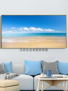 Modern Minimalist Sea Landscape Decorative Painting Wall Art Bedroom Living Room Ocean View Metal Framed Sea Water Beach Picture