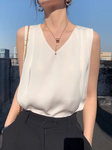 Elegant French Style Mini Strap Vest Womens Outerwear Summer Satin Acetate Underwear Top Fashionable Office Commute Pure Color