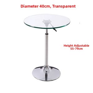 Adjustable Tempered Glass Round Table